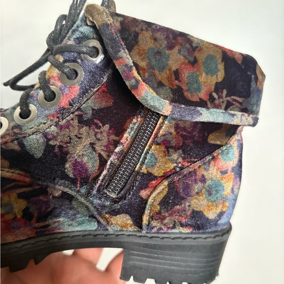 Madden Girl Floral Combat Boots - Black and Multicolor - Picture 15 of 16